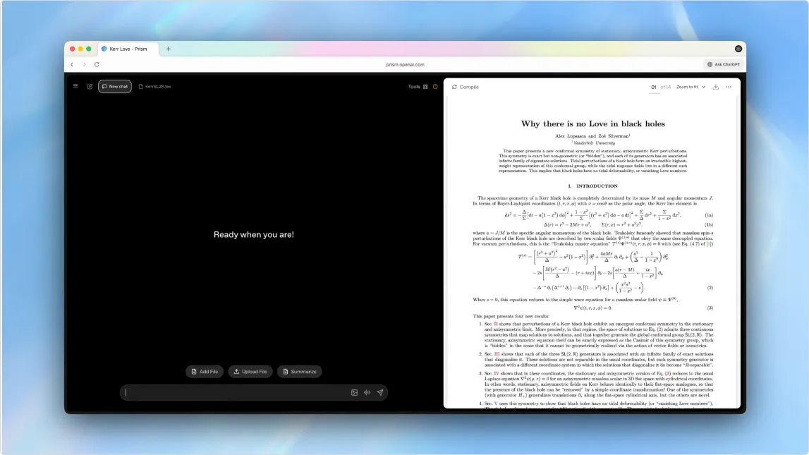 OpenAI lancia Prism, un editor per chi scrive paper scientifici