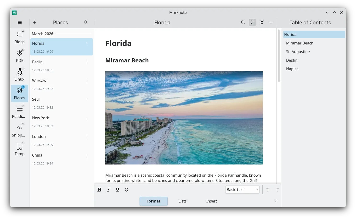 Marknote 1.5 aggiunge modalità sorgente e collegamenti wiki